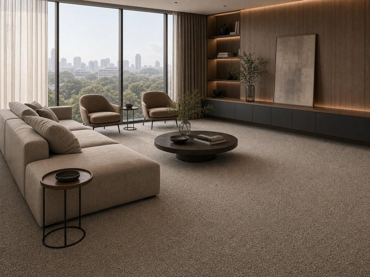 Carpete para Quarto em projeto Tabacow com acabamento instalado