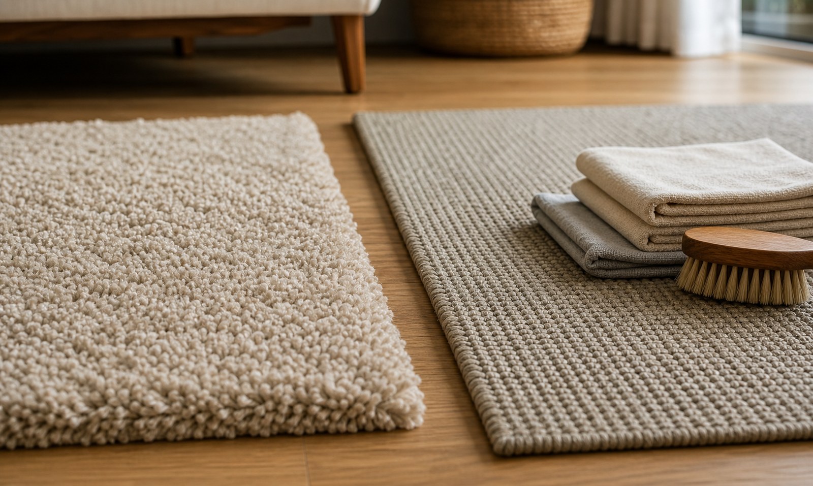 Detalhe de tapete em ambiente contemporâneo elegante