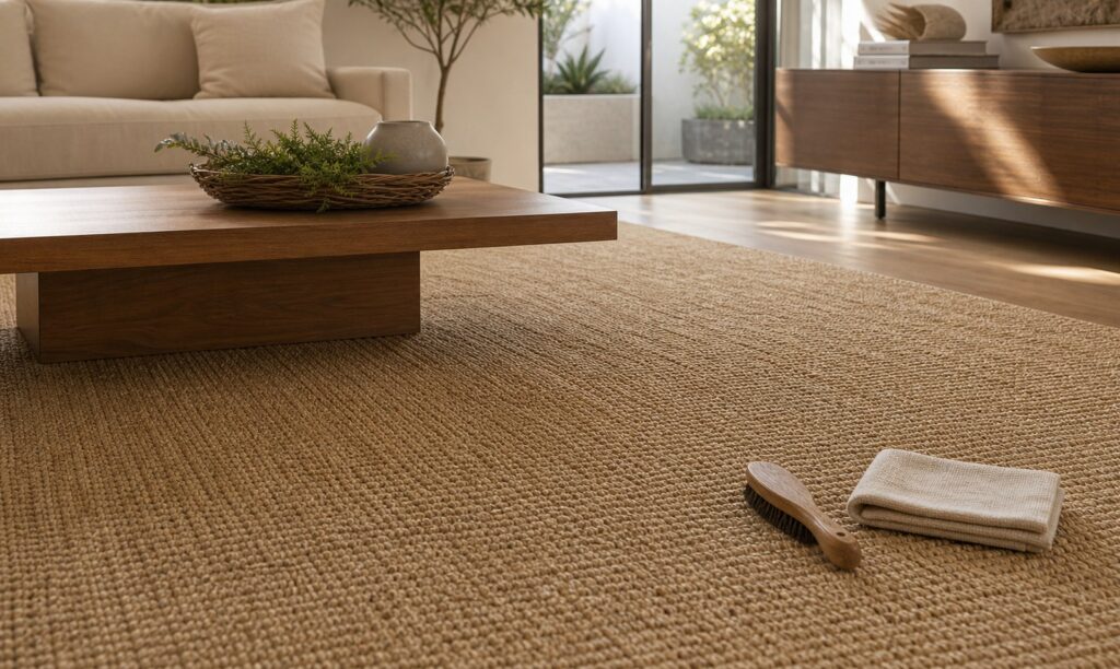 como lavar tapete de sisal em ambiente contemporâneo elegante