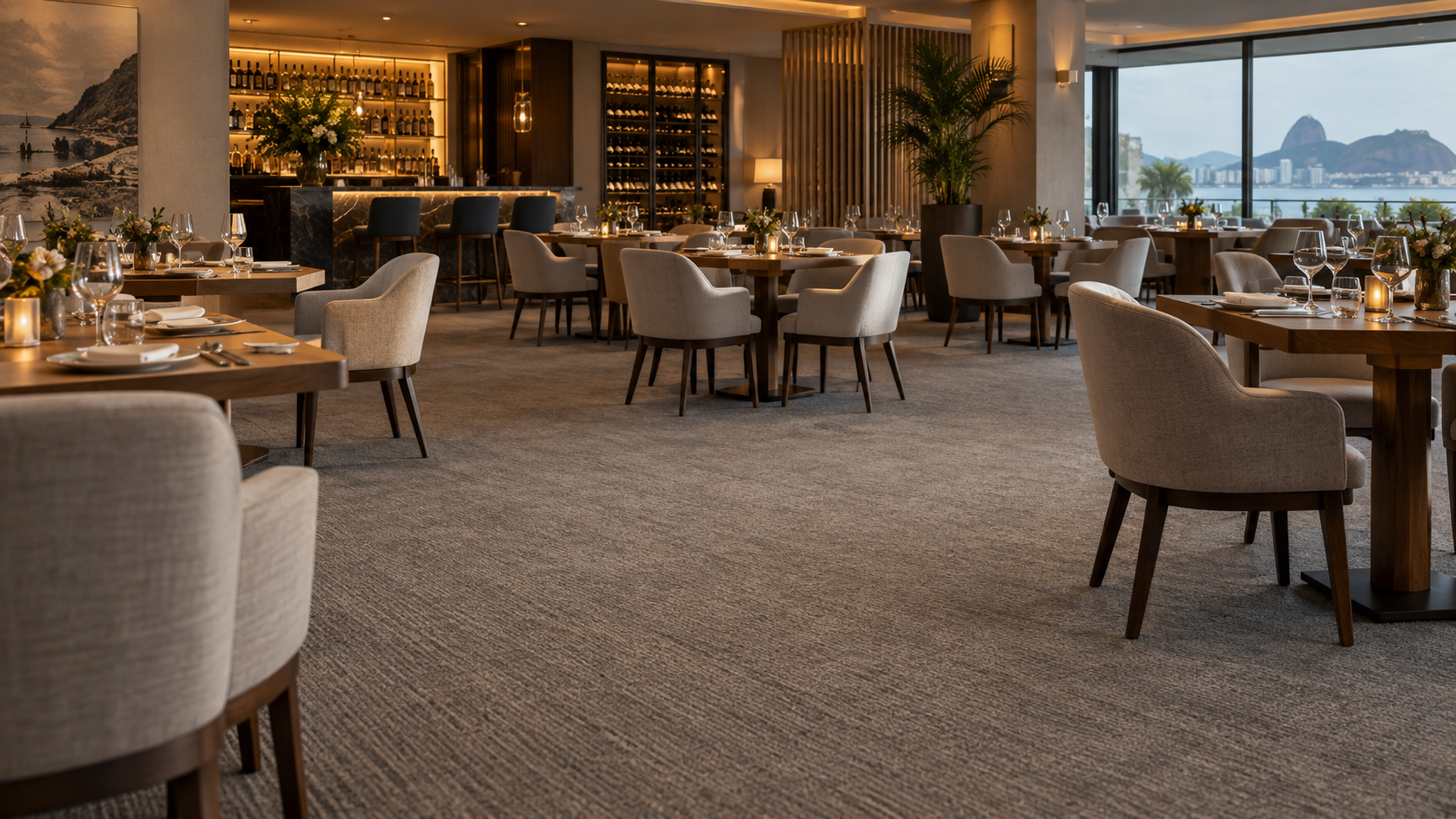 Carpete premium instalado em restaurante